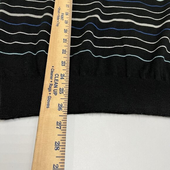 Travis Mathew Sweater Men’s M Black Striped Crew Neck‎ Pullover Golf Lightweight - Picture 10 of 10